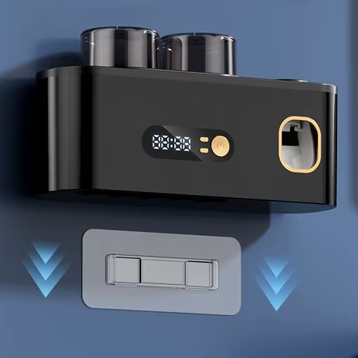 Wall-mounted device and the adhesive mounting bracket shown beneath it